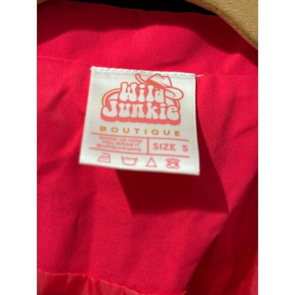 Wild Junkie Boutique pink Fringe Sleeve western Blazer jacket Size Small - Picture 3 of 4